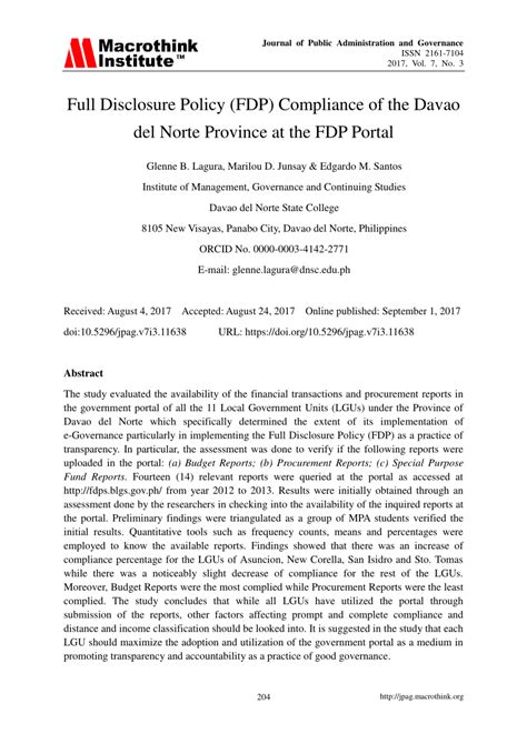 Full Disclosure Policy (FDP).
